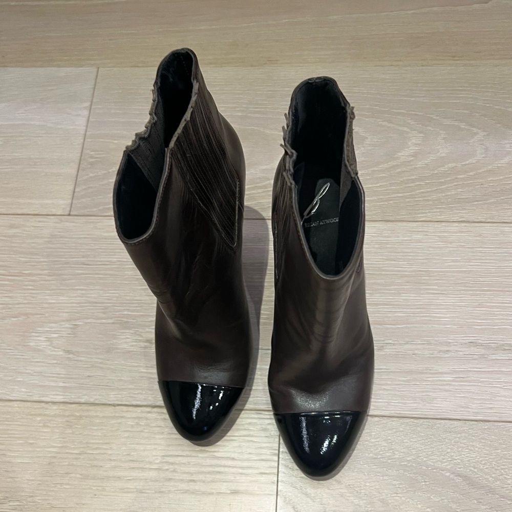 Chocolate brown leather high heel booties by Brian Atwood size 38.5